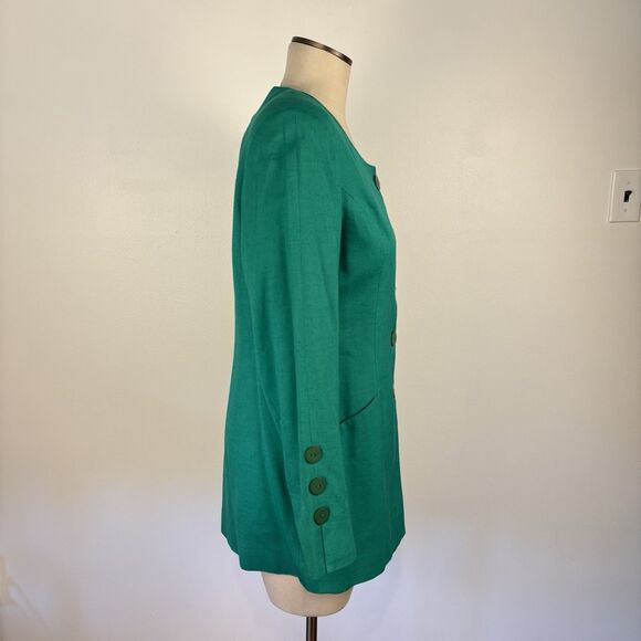 VTG NEW Apart Womens 8 Green Rayon Linen Blend Button Blazer Jacket Classy Work - Picture 8 of 11